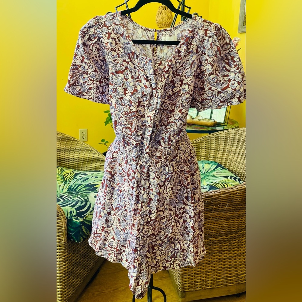 NWT Anthropologie Purple and Maroon  Floral Romper Size XL